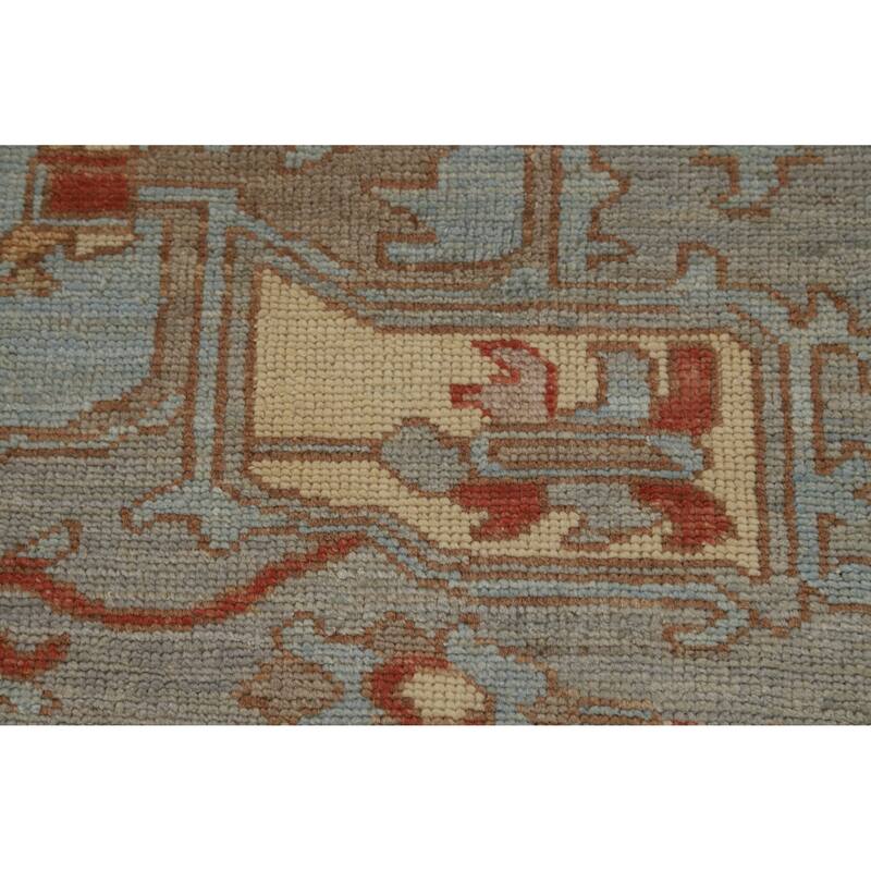 Hand Knotted Oriental 100% Wool Carpet Transitional Medallion Navy Blue & Blues Oushak Area Rug - 9' 10'' X 8' 5''