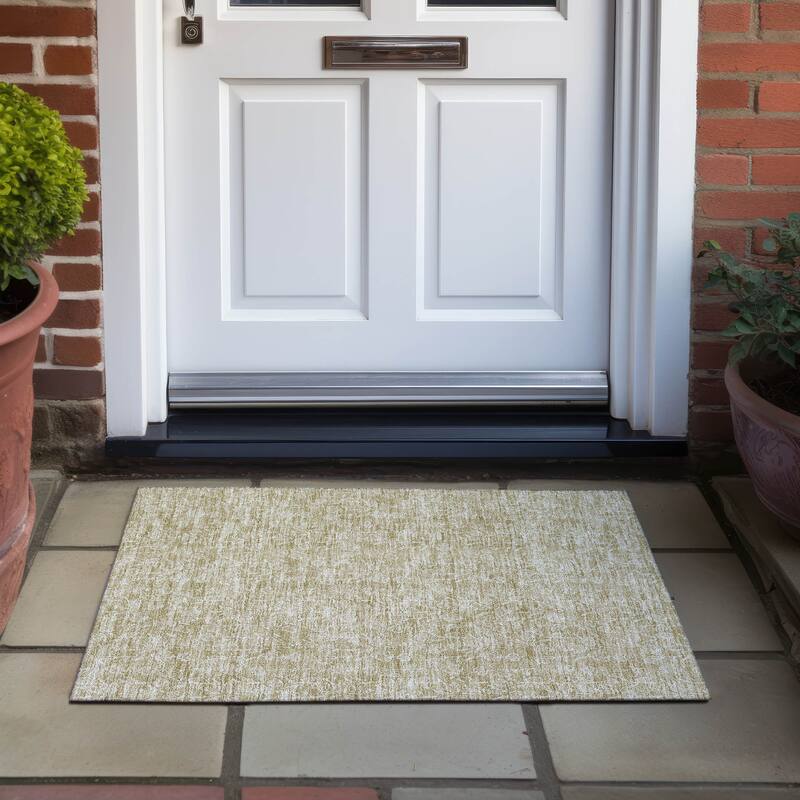Machine Washable Indoor/ Outdoor Chantille Modern Floral Impressions Rug - Beige - 1'8" x 2'6"