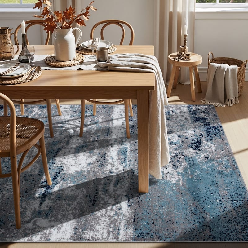 World Rug Gallery Distressed Abstract Watercolor Area Rug