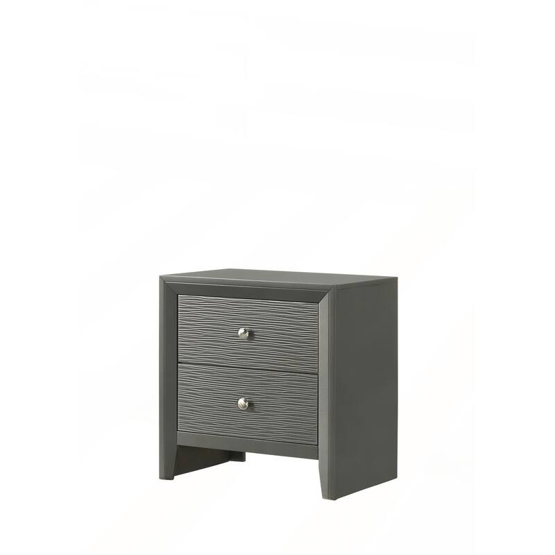 1pc Contemporary 2-Drawer Nightstand with Round Knobs for Modern Bedrooms - Dark Gray - 2-drawer