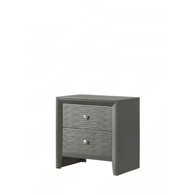 1pc Contemporary 2-Drawer Nightstand with Round Knobs for Modern Bedrooms