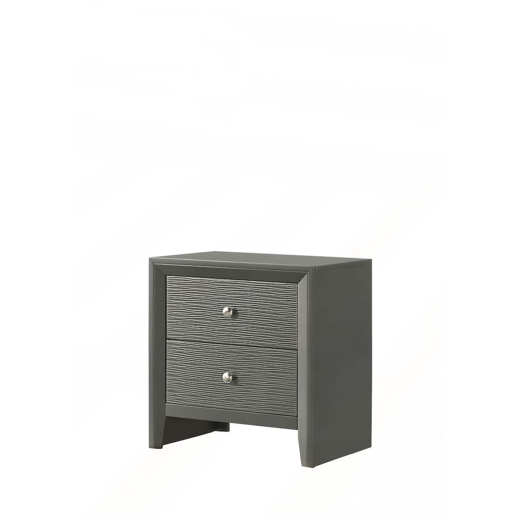 1pc Contemporary 2-Drawer Nightstand with Round Knobs for Modern Bedrooms
