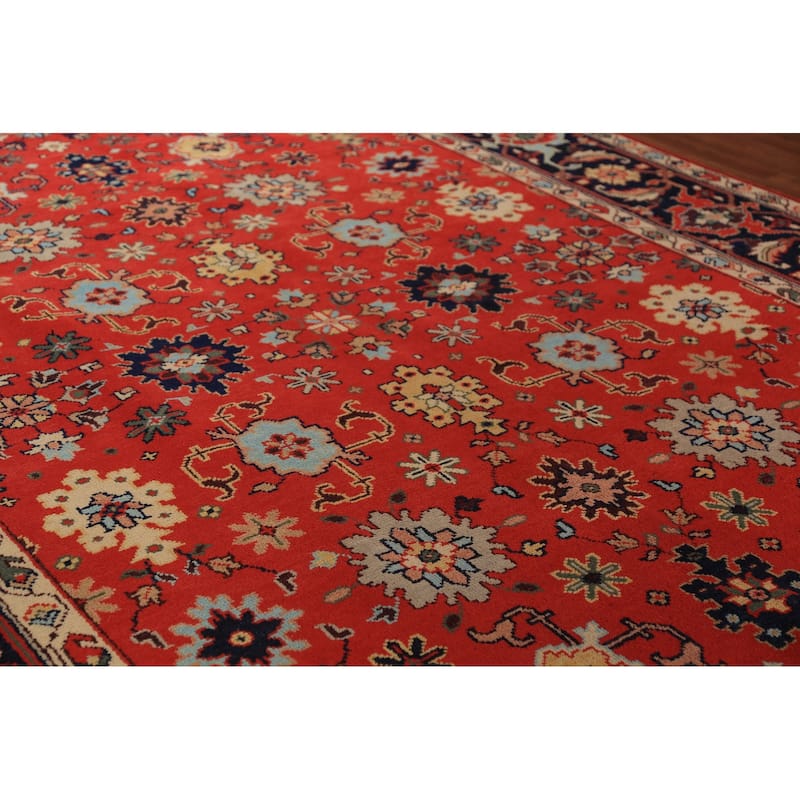 Red Orange Oushak Indian Large Rug Handmade Wool Carpet - 9'10"x 13'10"