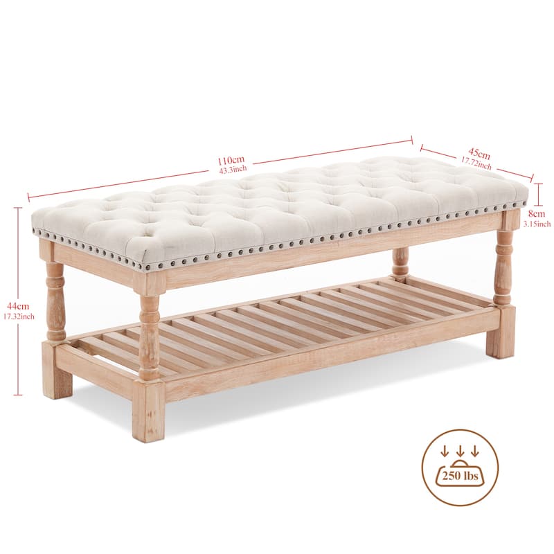 Upholstered Wood Bed Bench/Ottoman