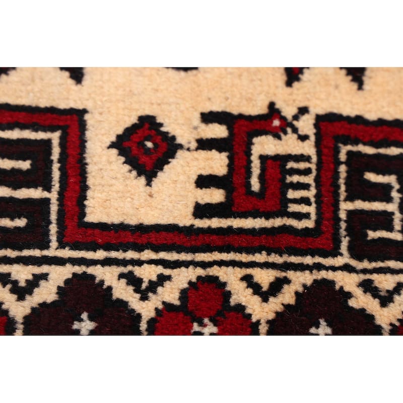 ECARPETGALLERY Hand-knotted Teimani Ivory, Red Wool Rug - 3'2 x 6'1