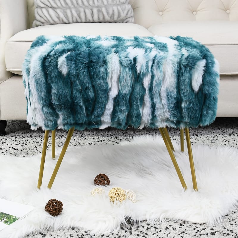 Home Soft Things Soft Fauxfur Ottoman Fuzzy Entryway Bench Seat