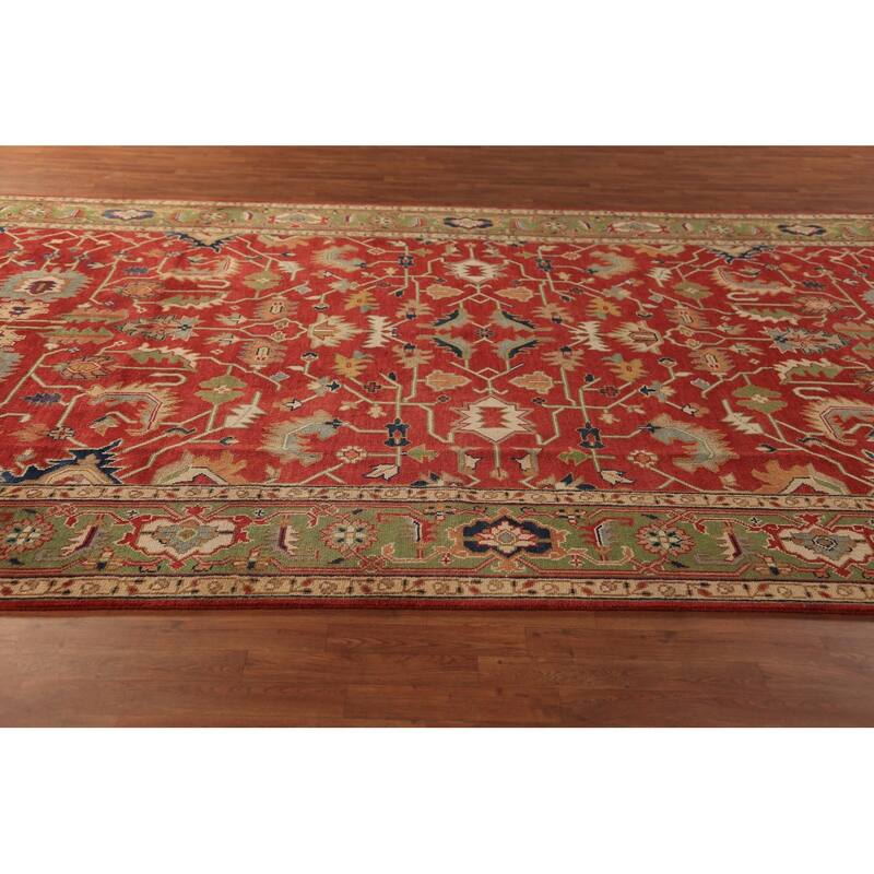 All-Over Large Oushak Indian Rug Handmade Wool Carpet - 8'11"x 18'0"