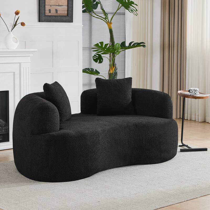 66.93 Inch Curved Loveseat Compression Sponge Sofa - Black