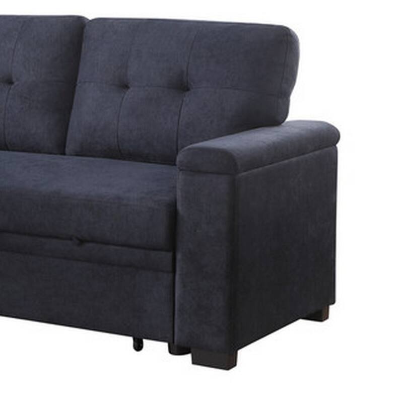 Lusy 85 Inch Reversible Sleeper Sectional Sofa, Storage Chaise, Dark Gray