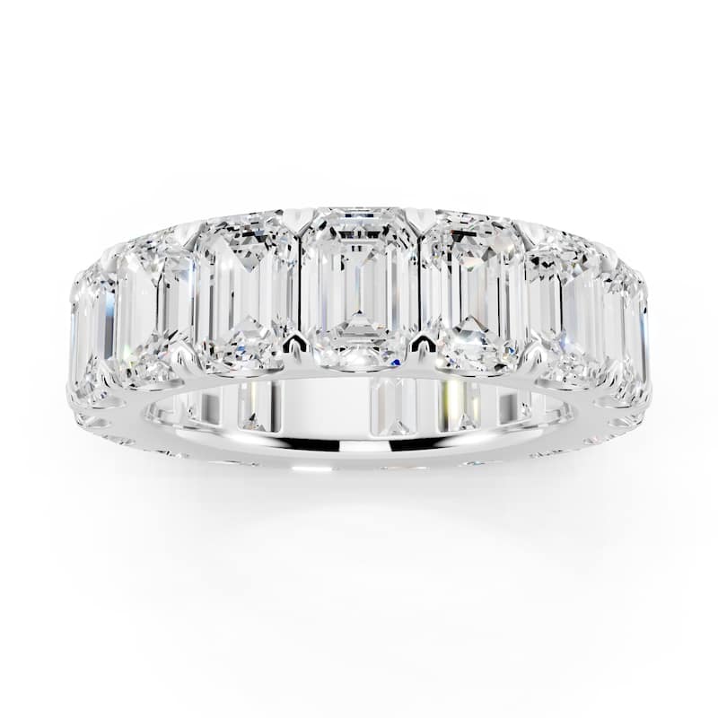 Auriya 14k Gold 7 1/2ctw Emerald Lab Grown Diamond Eternity Ring (E-F VS) - White - 5