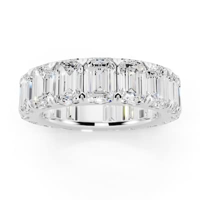Auriya 14k Gold 7 1/2ctw Emerald Lab Grown Diamond Eternity Ring (E-F VS)
