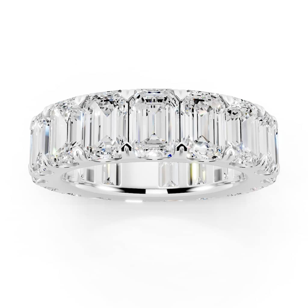 Auriya 14k Gold 7 1/2ctw Emerald Lab Grown Diamond Eternity Ring (E-F VS)