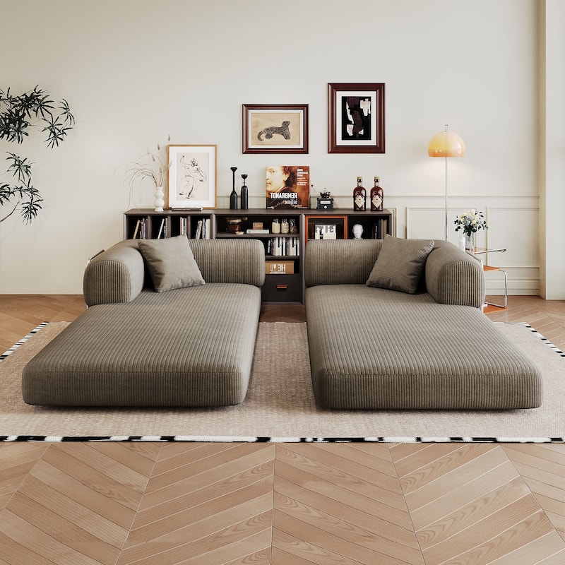 78.8" Convertible Floor Sofa Bed, Corduroy Folding Mattress Sofa Couch for Small Spaces ,No Assembly