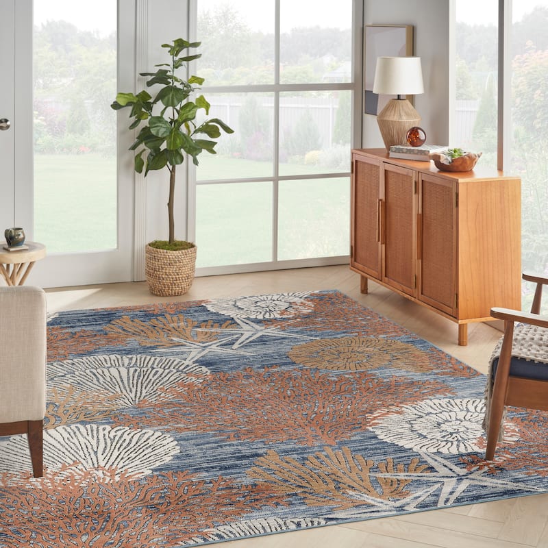 Nourison Pompeii Coastal Beach Shells and Coral Area Rug