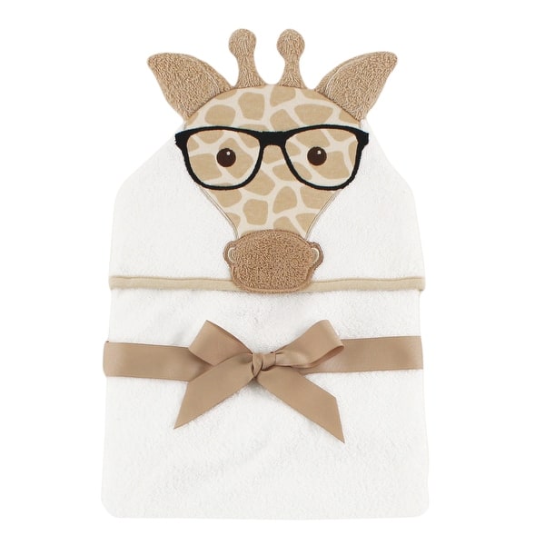 slide 1 of 1, Hudson Baby Infant Cotton Animal Face Hooded Towel, Nerdy Giraffe, One Size - Nerdy Giraffe - One Size One Size - Nerdy Giraffe