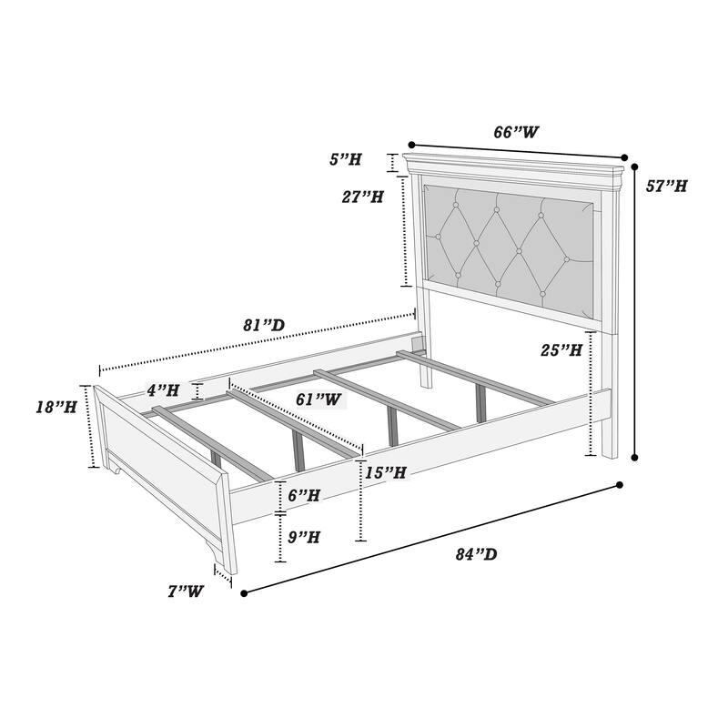 Queen Size Faux Leather Platform Bed with LED Tufted Headboard and Textured Footboard and Solid Wood Frame