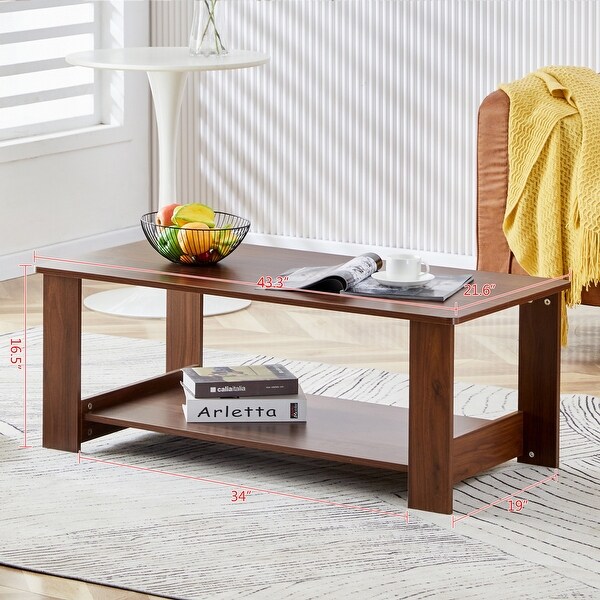 Tea Table,Double-Layer Coffee Table Is Made Of MDF Material