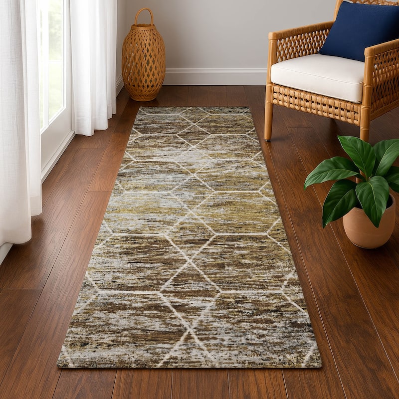 Premium Washable Super Soft Geo Abstract Mayfield Rug - Brown - 2'3" x 7'6"