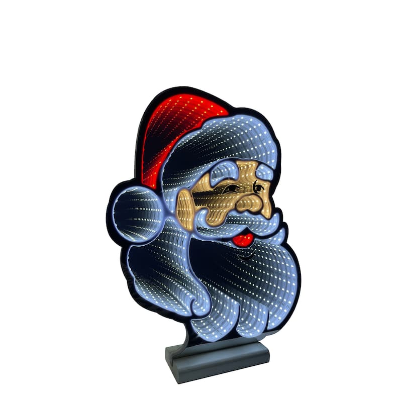 3D Santa Claus LED Lighted Christmas Infinity Mirror - 16"