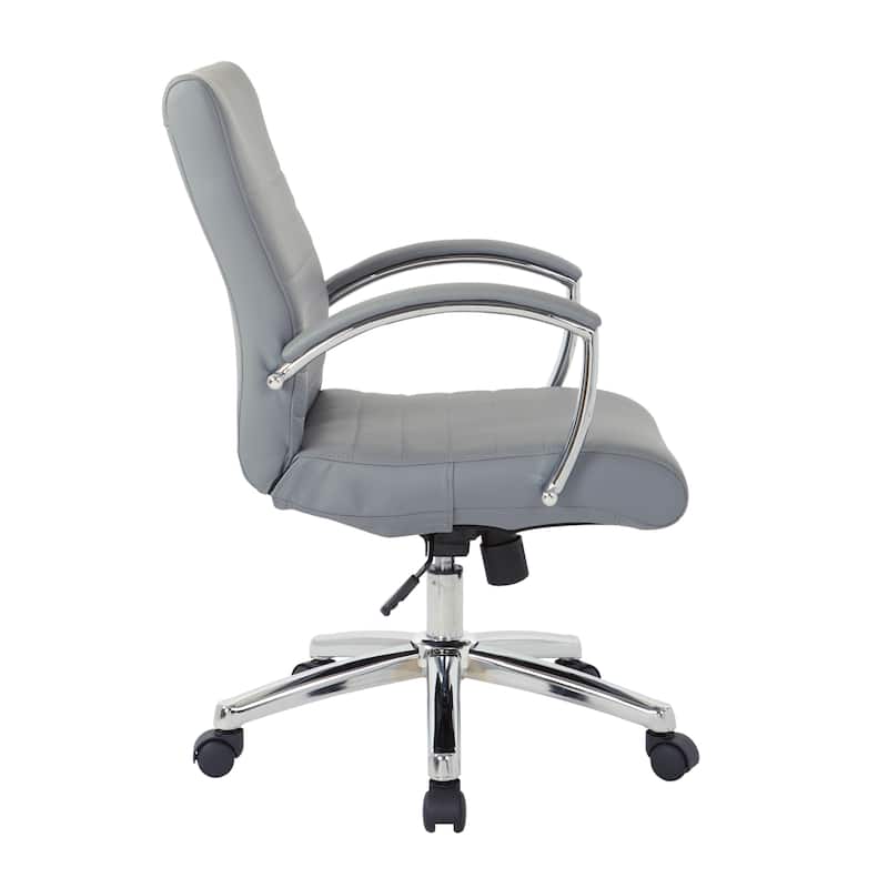 Executive Low Back Faux Leather Chair with Chrome Arms and Base - single