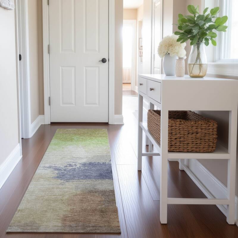 Premium Washable Super Soft Abstract Ombre Mayfield Rug - Aloe - 2'3" x 7'6"