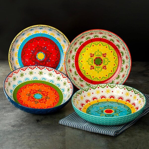 Signature Housewares Marrakesh 36 OZ Shallow Ceramic Dinner Bowls