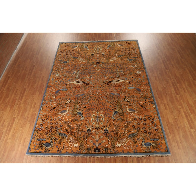 Animals Ziegler Oriental Large Rug Handmade Wool Carpet - 9'10" x 13'9"