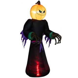7' Halloween Inflatable Outdoor Decoration Reaper Ghost Pumpkin, Blow Up LED Yard Decor
