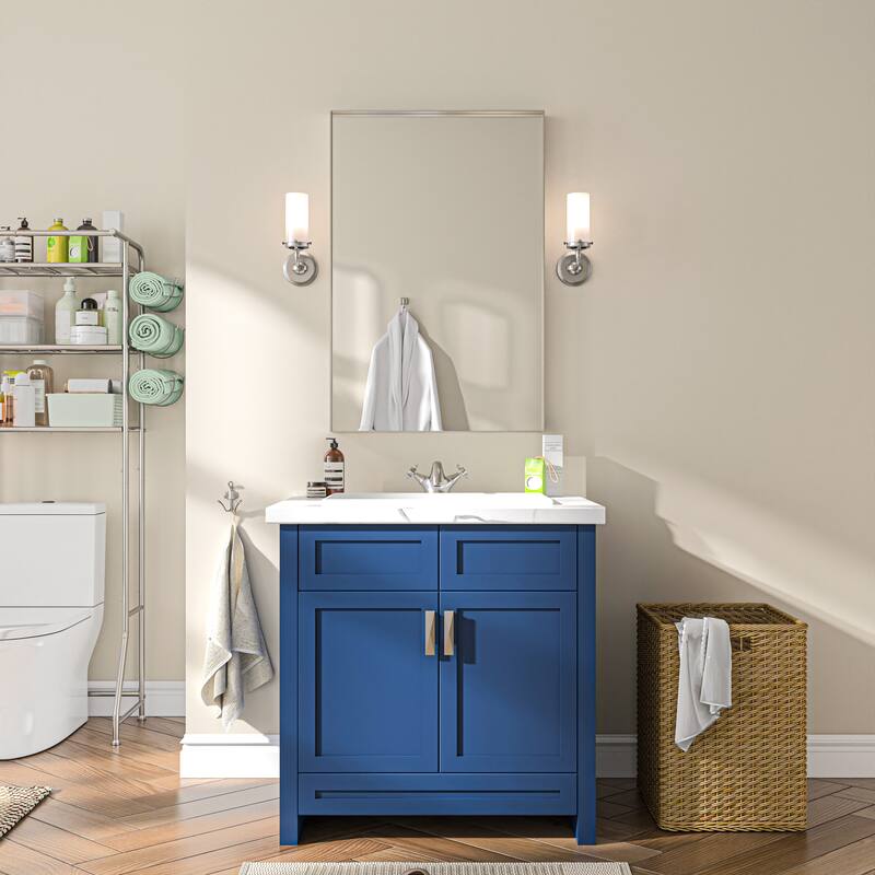 TOOLKISS Right Angle Aluminum Frame Bathroom Vanity Mirror with Clear Glass