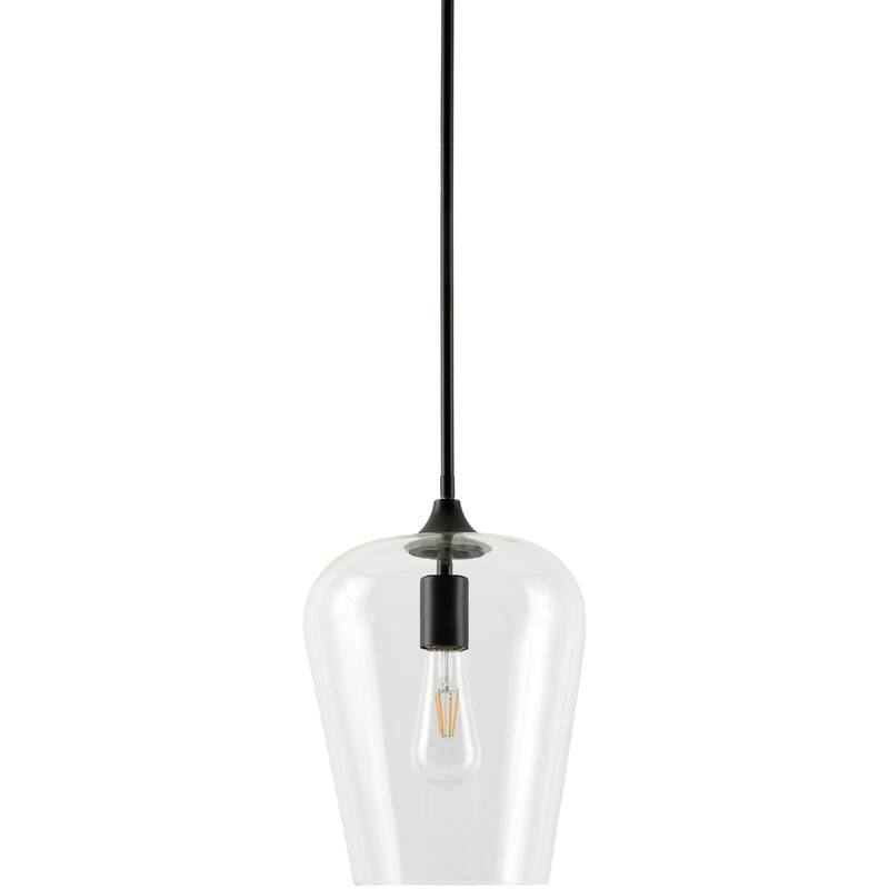 Livabliss Yueva Modern Pendant - 9"L x 9"W x 12"H - Black/Clear