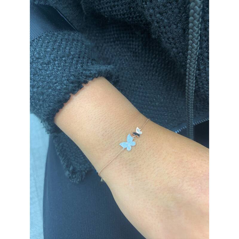 Joelle Collection Diamond Pave Butterfly Bracelet 14K Gold 0.15 ct. TDW