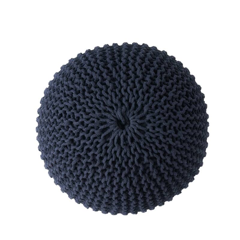 Nahunta Modern Knitted Cotton Round Pouf by Christopher Knight Home
