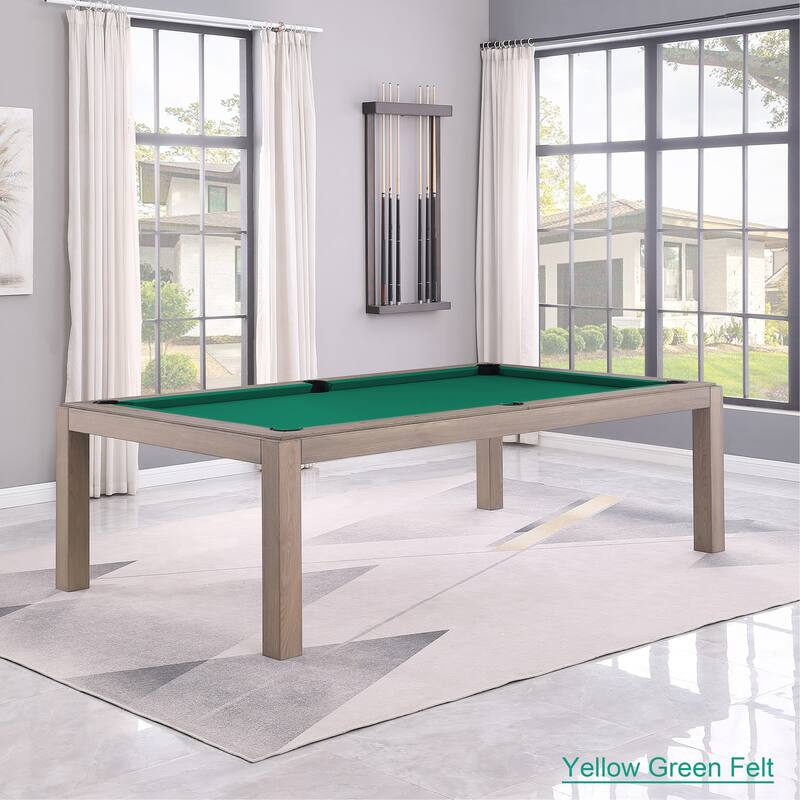 Olivia GreyWash Ash 8ft Billiard Slate Pool Table with dining top - Black