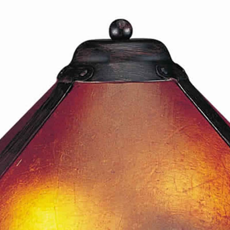 Pot Bellied Metal Body Table Lamp with Conical Mica Shade, Bronze