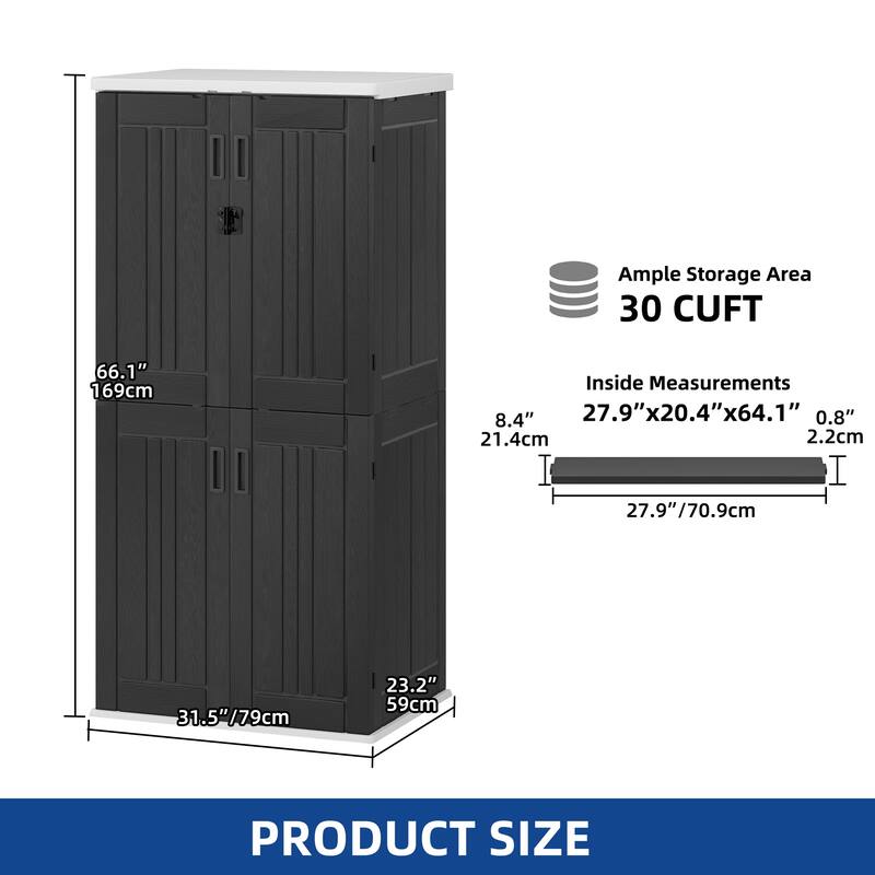 Outdoor Storage Shed with 4 Shelves - N/A
