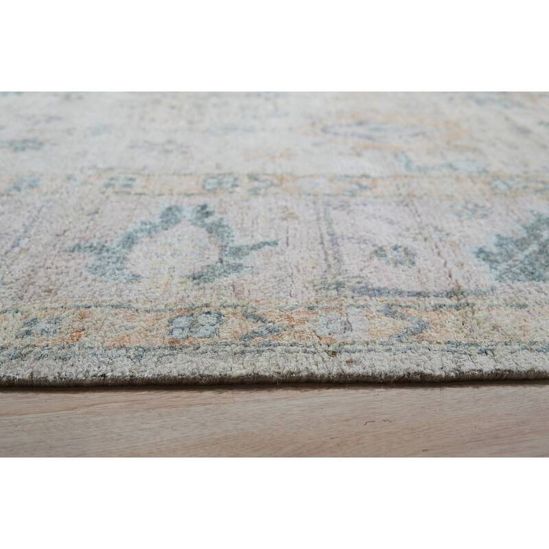 Hand-Knotted Natural Silk Oushak Rug, 10' x 14', Gray/Light Olive Area Rug, Luxurious Soft Texture for Home - L