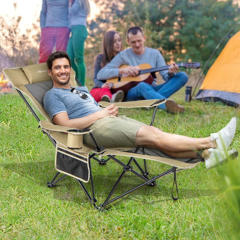 Goplus Folding Camping Chair with Detachable Footrest for Fishing, - See Details