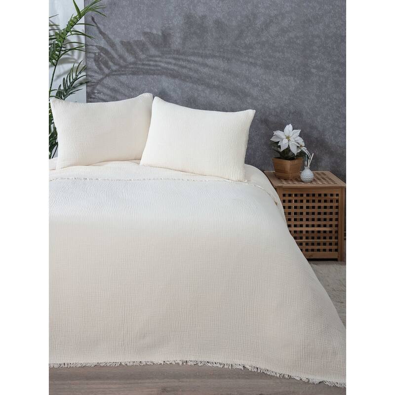 Sussexhome Soft Turkish Cotton Muslin Bed Shams, 2 Pieces Shams - Ivory - 20x35 inches
