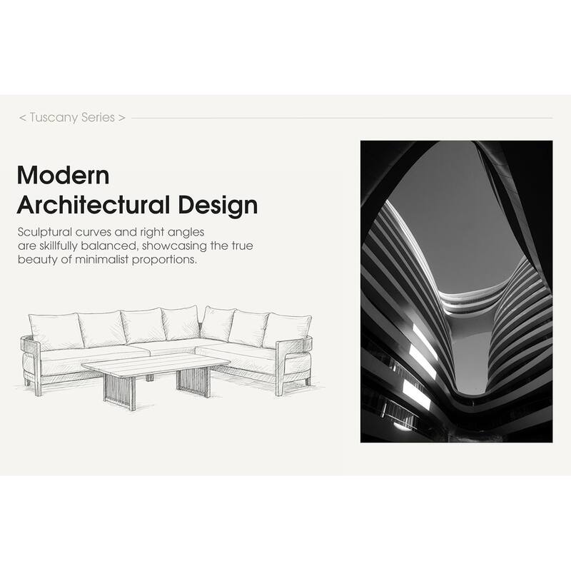 PURPLE LEAF Modern Aluminum Sectional Sofa with 7.87" Cushions for Yard Porch Deck Outdoor Conversation Sets