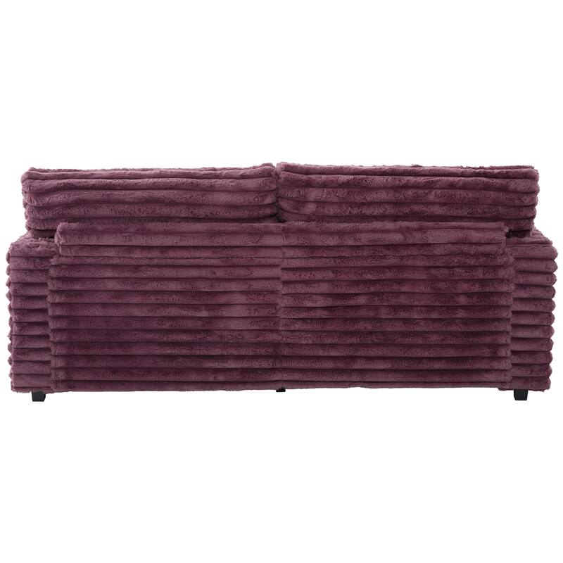 Oversized Double Chaise Lounge Sofa, Living Room 2 Seater Sofa Upholstered Sleeper Sofa Bed Daybed with USB Ports & Cup Holders