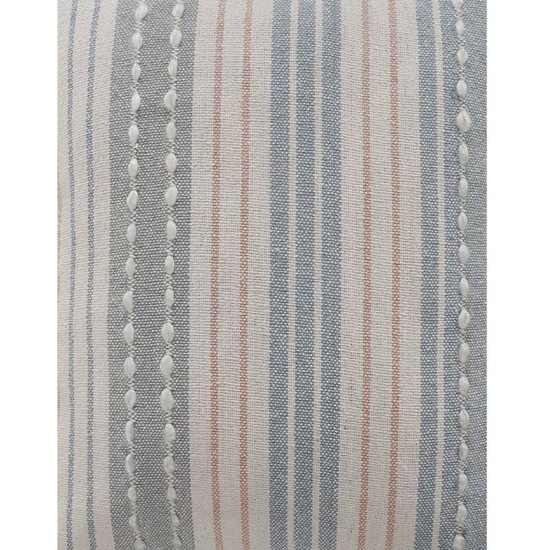 20" Gray and Blue Striped Square Throw Pillow