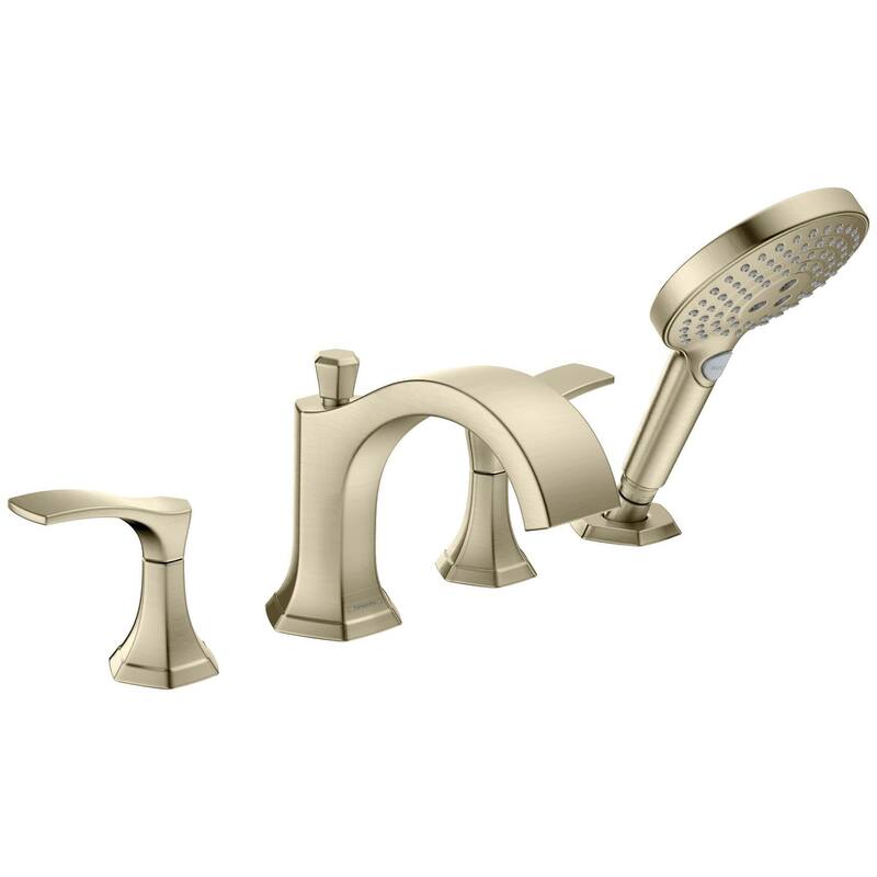 Hansgrohe Locarno Deck Mounted Roman Tub Filler with Hand Shower - - Brushed Nickel