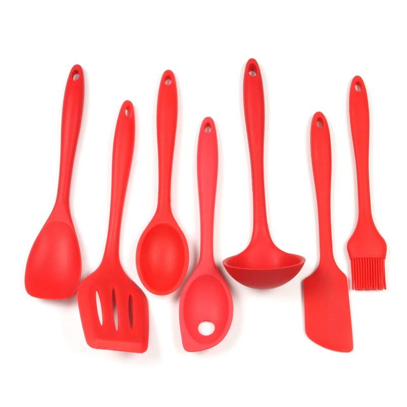 Chef Craft 7 Piece Premium Silicone Kitchen Tool and Utensil Set - Red