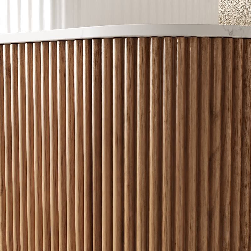 GDFStudio - Dina Modern 30" Floating Bathroom Vanity with Striped Curved Drawer & White Round Ceramic Basin, WITHOUT Faucet