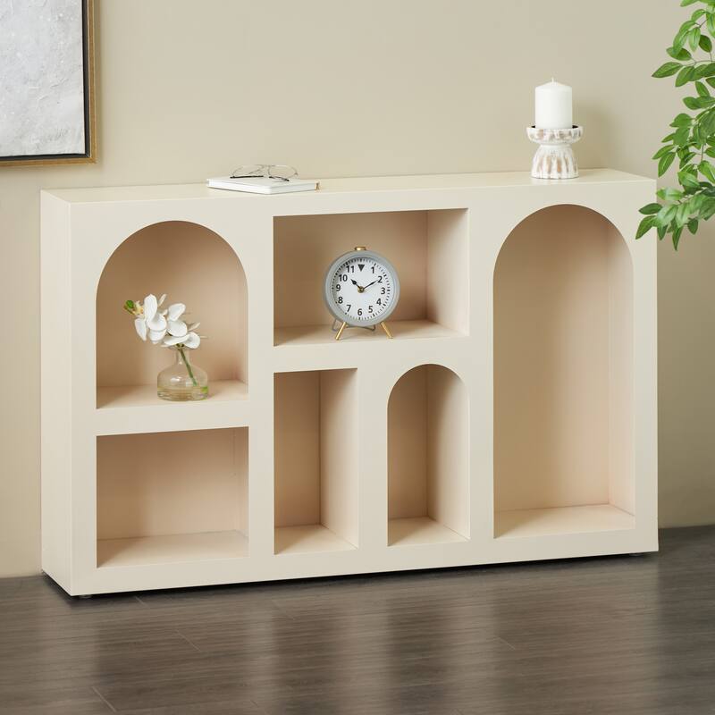 Black or Cream Metal 5 Shelf Geometric Storage Shelving Unit - Cream