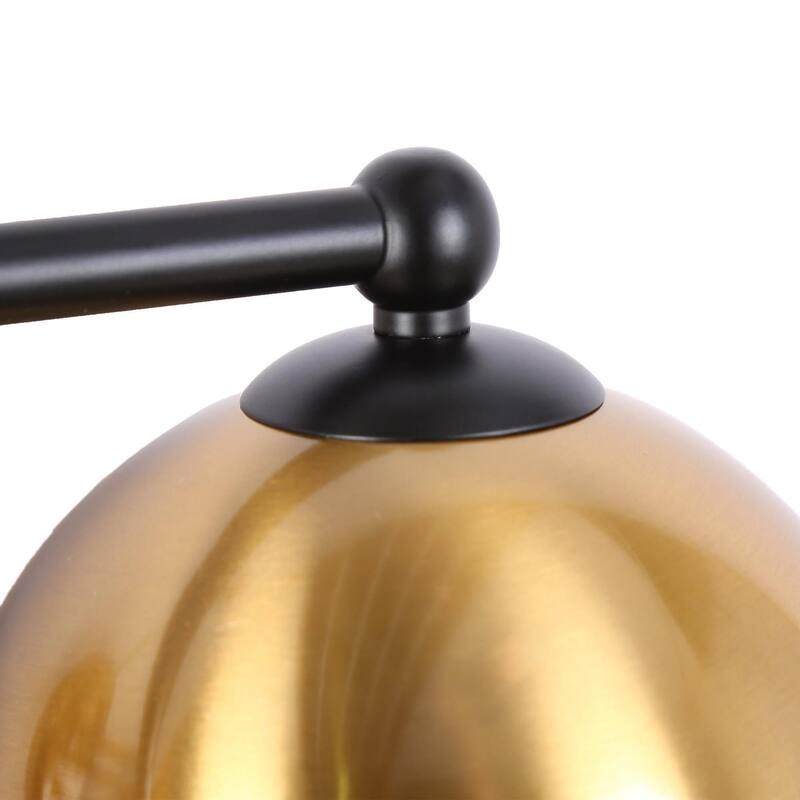 Marden Modern Black Gold 3-Light Bathroom Vanity Lights Vintage Metal Globe Wall Sconces - 22.5" L x 7" W x 8" H