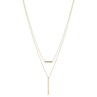 14k Yellow Gold Tube Layer Adjustable Length Necklace (adjusts to 17 or 18 inches)