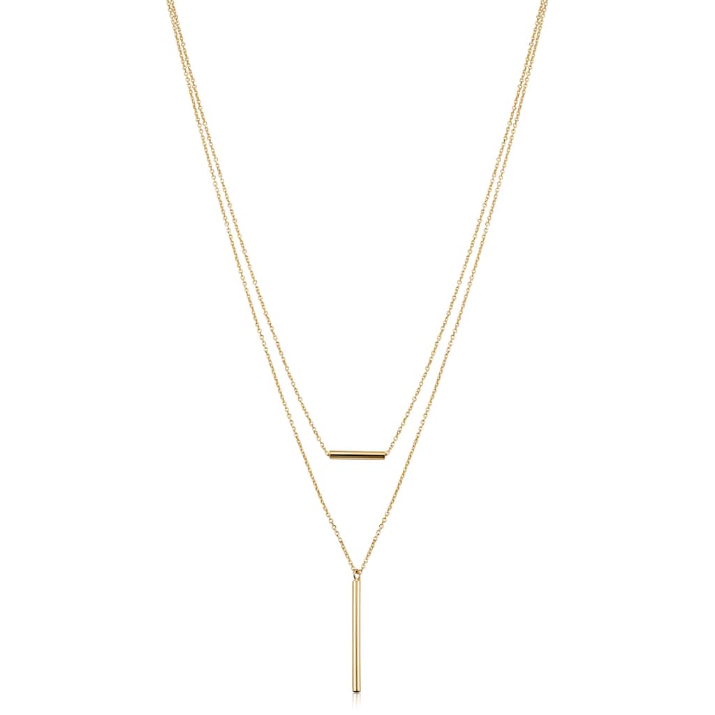 14k Yellow Gold Tube Layer Adjustable Length Necklace (adjusts to 17 or 18 inches)