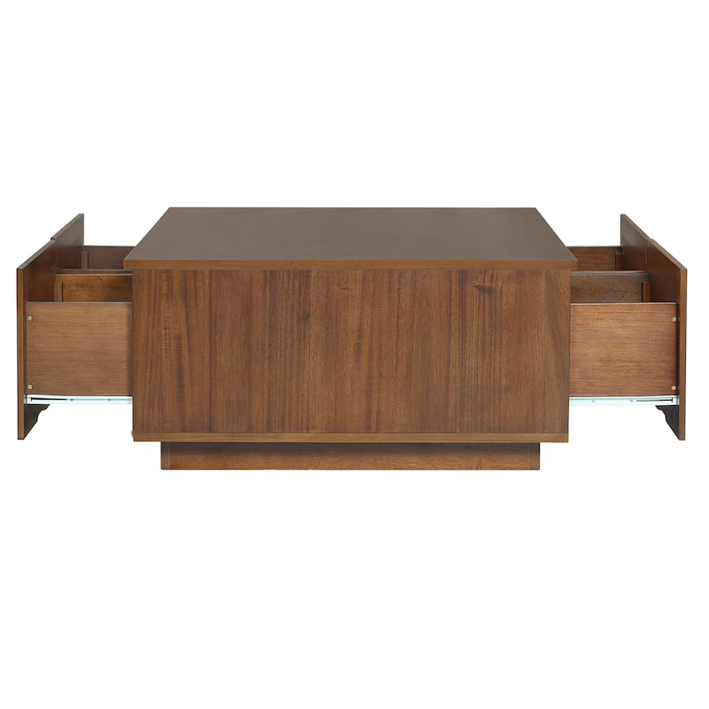 Wood Coffee Table Office Table with Four Storage Drawers, Dining Table Accent Table with Compact Square Design