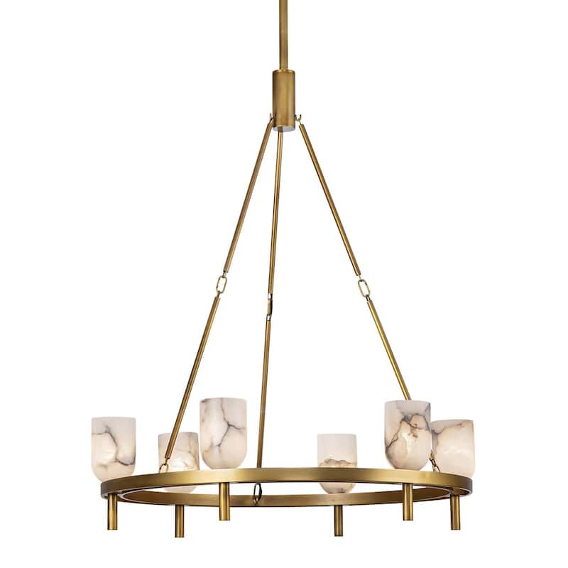 Alora Lighting CH338632 Lucian 6 Light 32" Wide Ring Chandelier - Vintage Brass / Alabaster